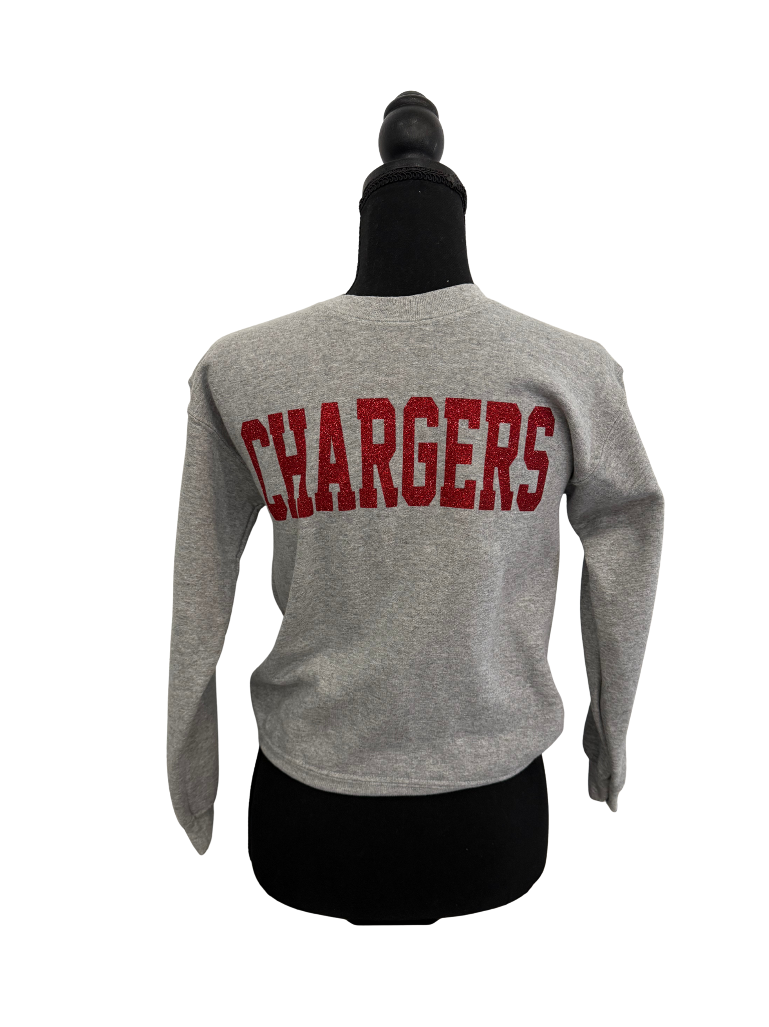 Gray Youth Crewneck (Red Glitter)