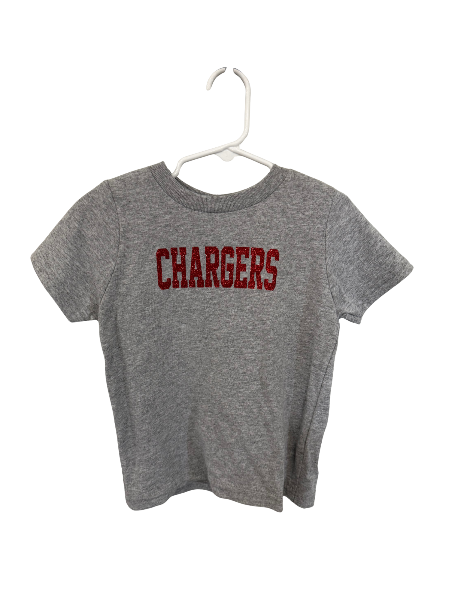 Youth Gray Short Sleeve T-Shirt (red glitter)